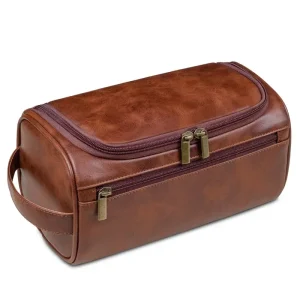 Leather Toiletry Bag for Men Women Dopp Kit
